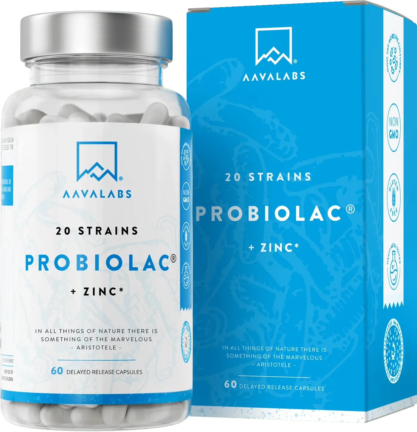 Aavalabs - Probiolac، مكمل غذائي بروبيوتيك، 60 كبسولة
