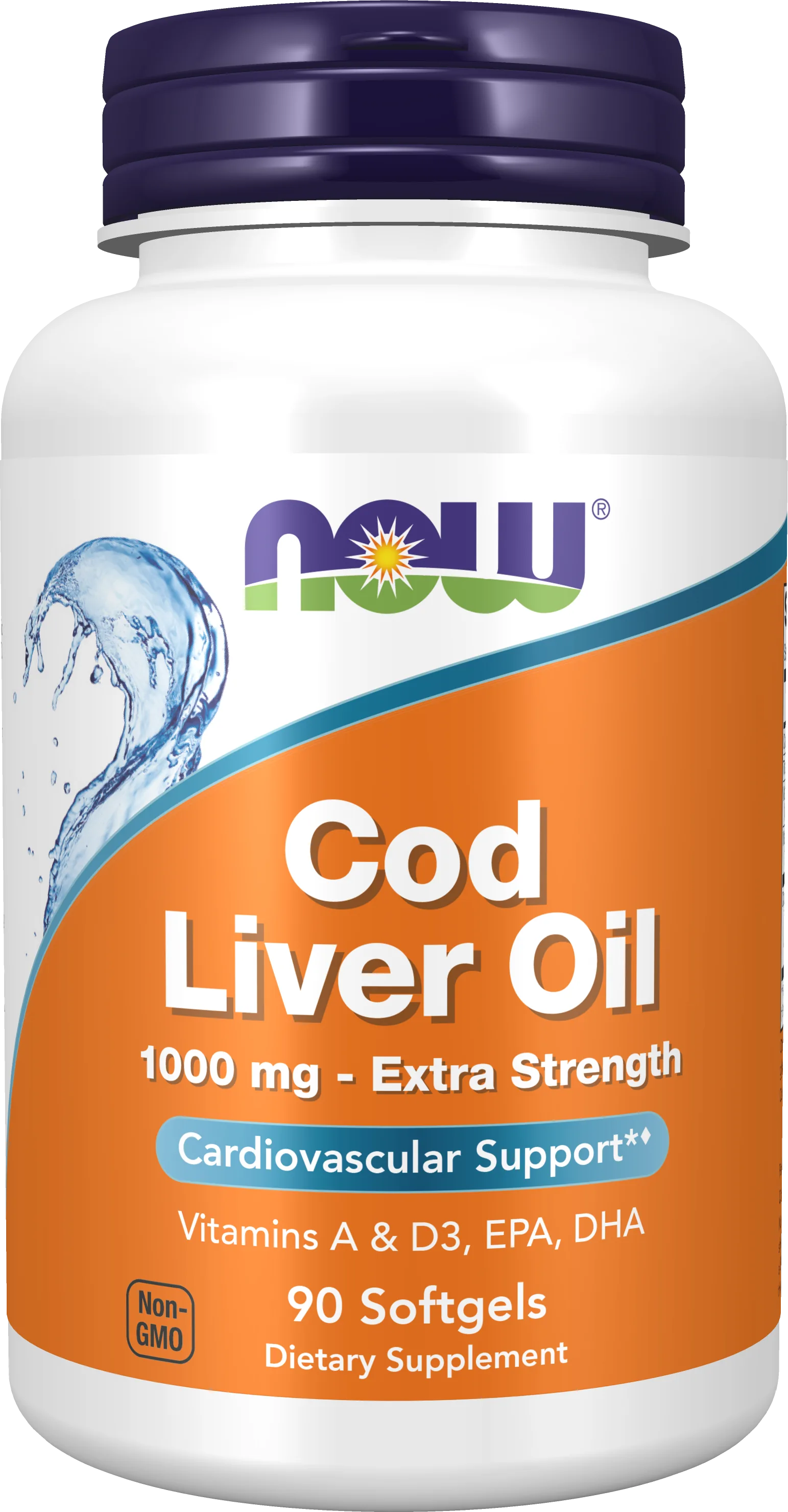 NOW Foods Cod Liver Oil 1000mg – Oméga-3, EPA & DHA 90 Softgels