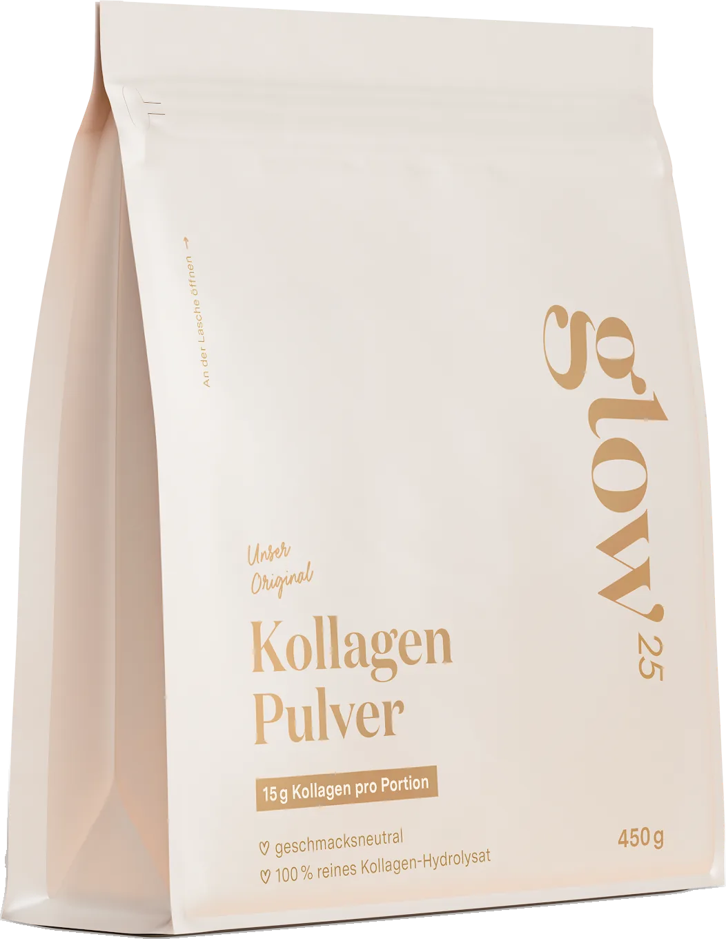 Glow25® كولاجين مسحوق [450 جم] - كولاجين مهدرج - قابل للذوبان - محايد
