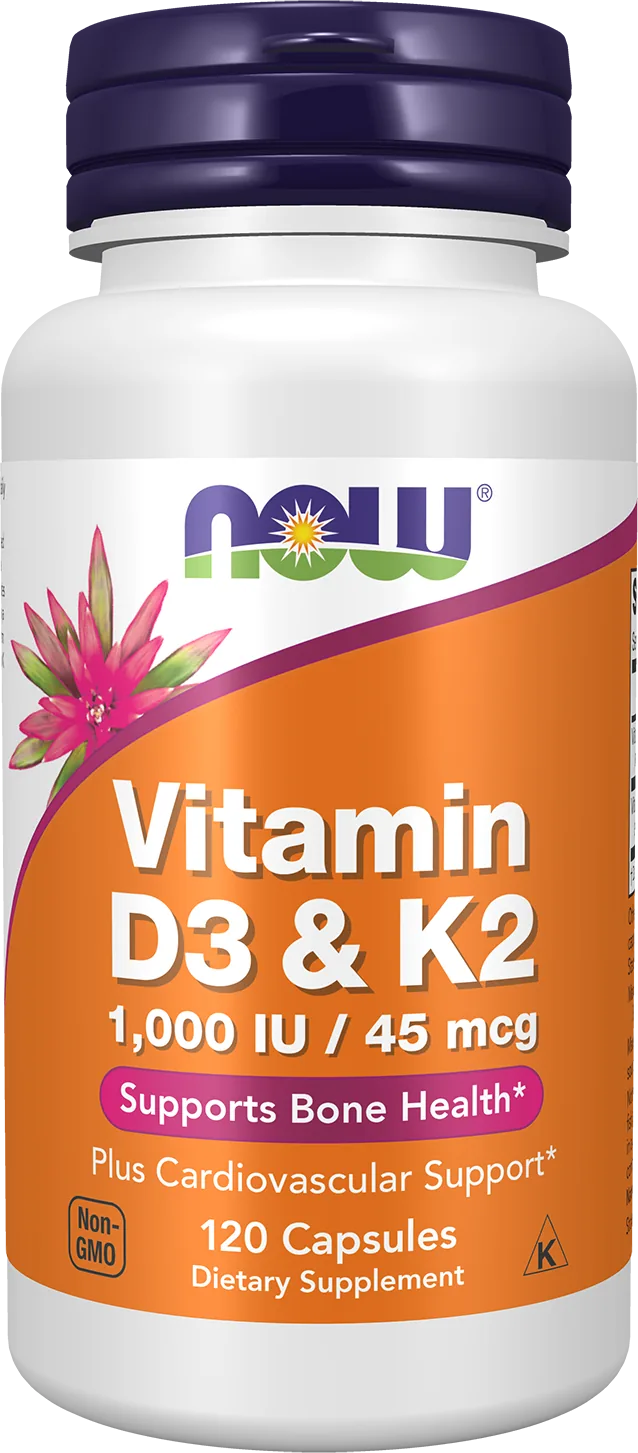 NOW Foods، فيتامينات D3 و K2، 120 كبسولة نباتية
