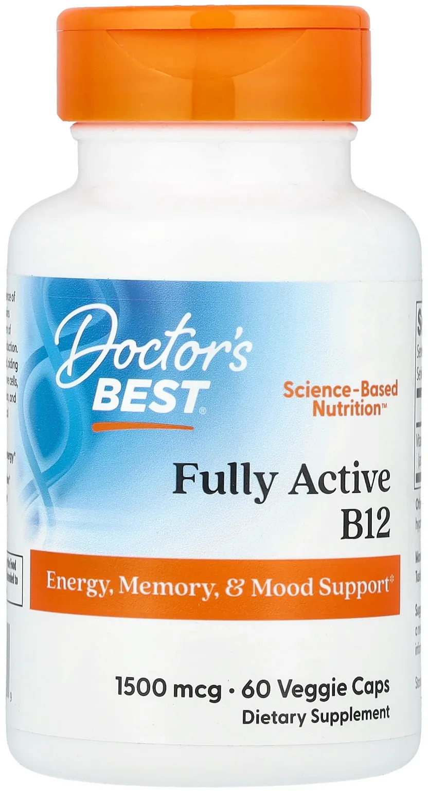 Doctor's Best، فيتامين B12 نشط بالكامل، 1500 ميكروغرام، 60 كبسولة نباتية