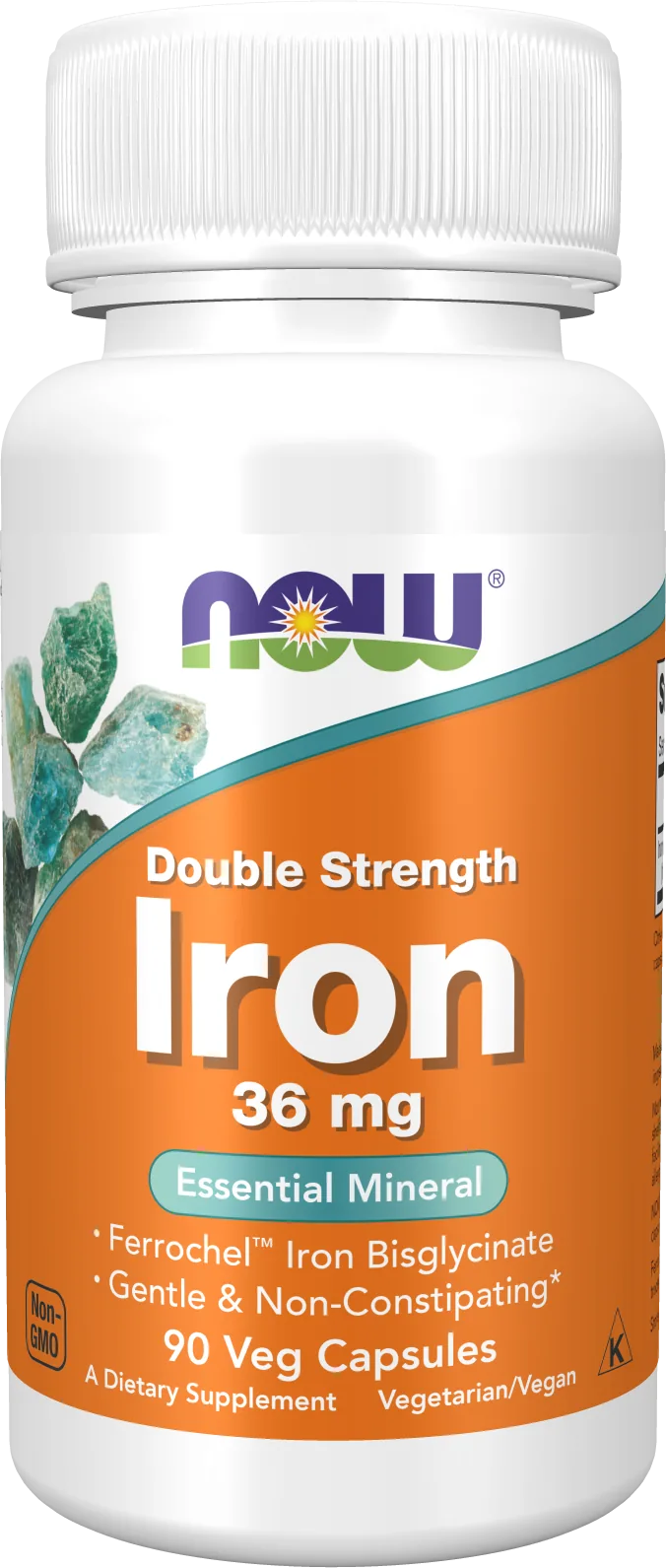 NOW Foods، الحديد، 36 ملغ، 90 كبسولة نباتية