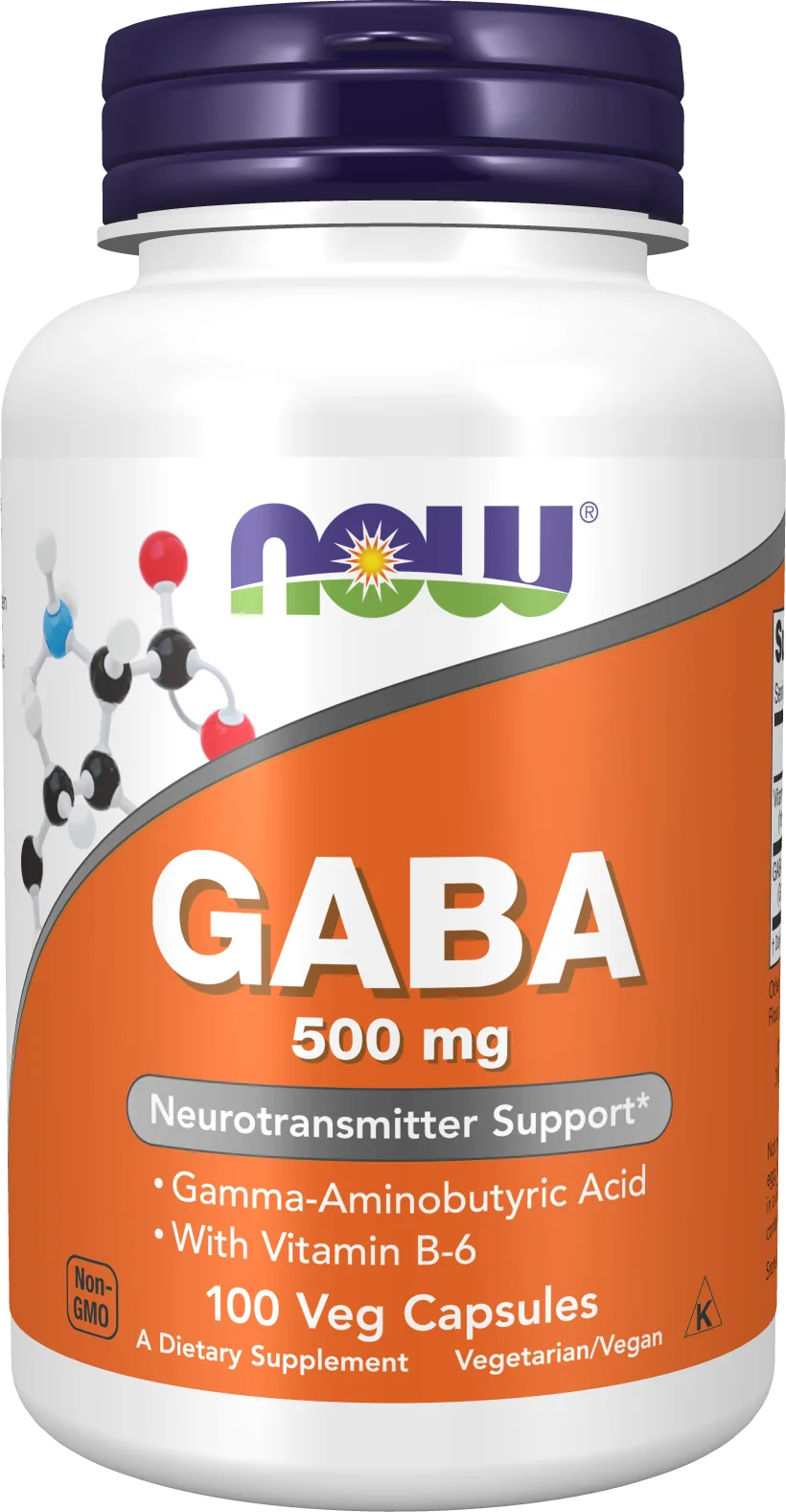 NOW Foods، GABA وفيتامين B6، 500 مجم، 100 كبسولة نباتية