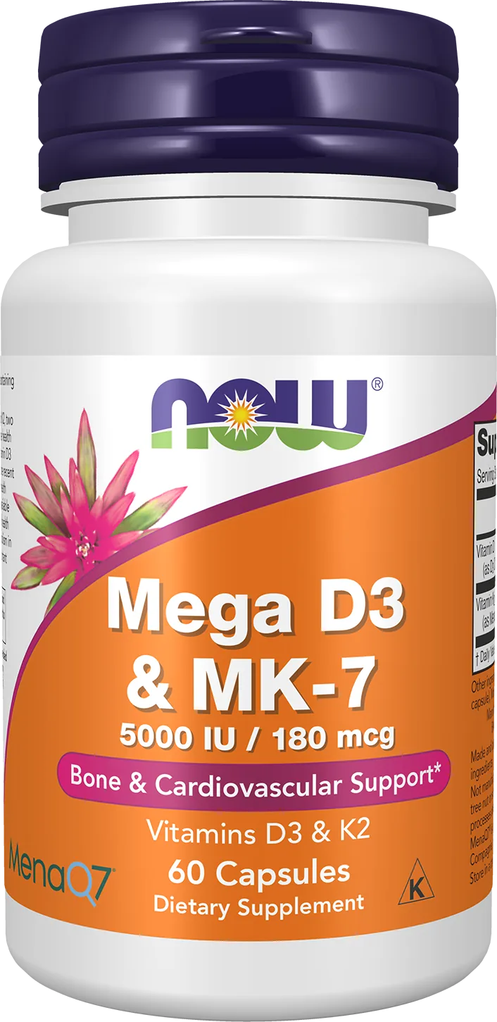 NOW Foods – Mega D-3 & MK-7 – 60 كبسولة نباتية