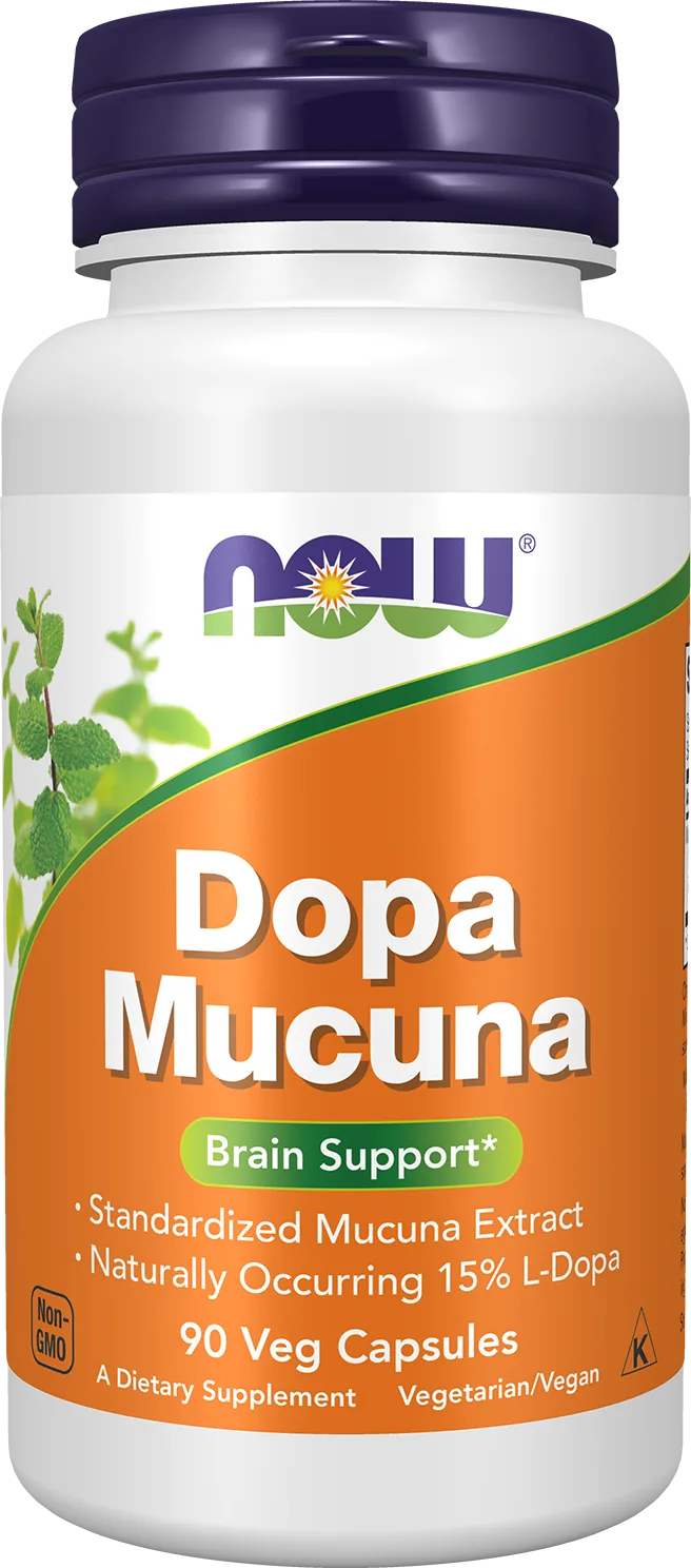 NOW Foods DOPA Mucuna 800 mg — Dopamine & Bien-Être Mental | 90 Capsules Véganes