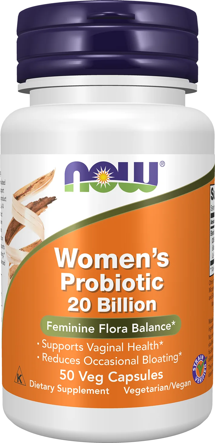 NOW Foods Probiotique Femme 20 Milliards — Flore Intime & Digestive | 50 Capsules Véganes