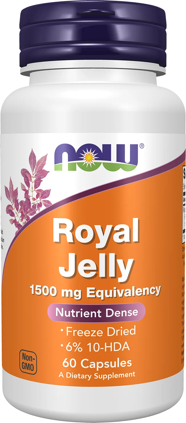 NOW Foods – غذاء ملكات النحل، 1500 مجم، 60 كبسولة نباتية