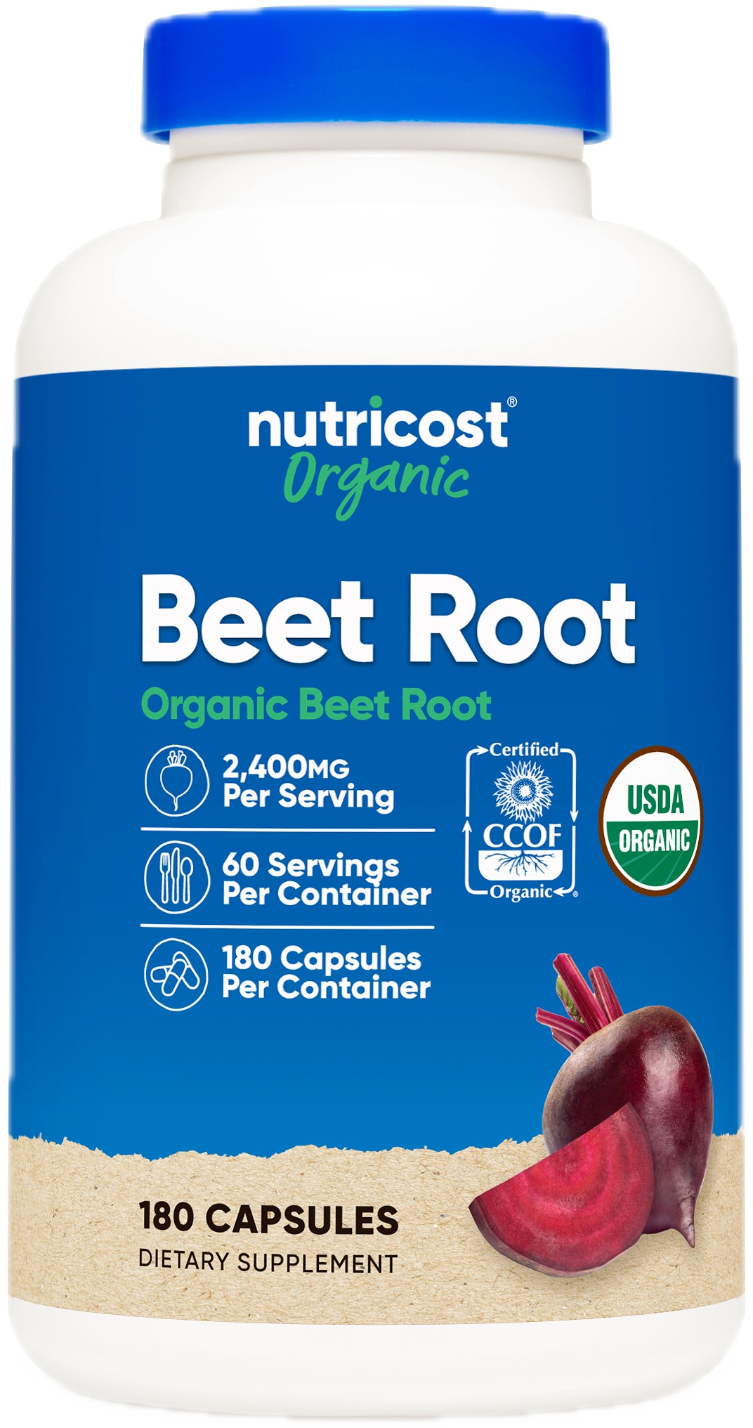 Nutricost Beet Root 800 mg — 180 capsules de betterave bio