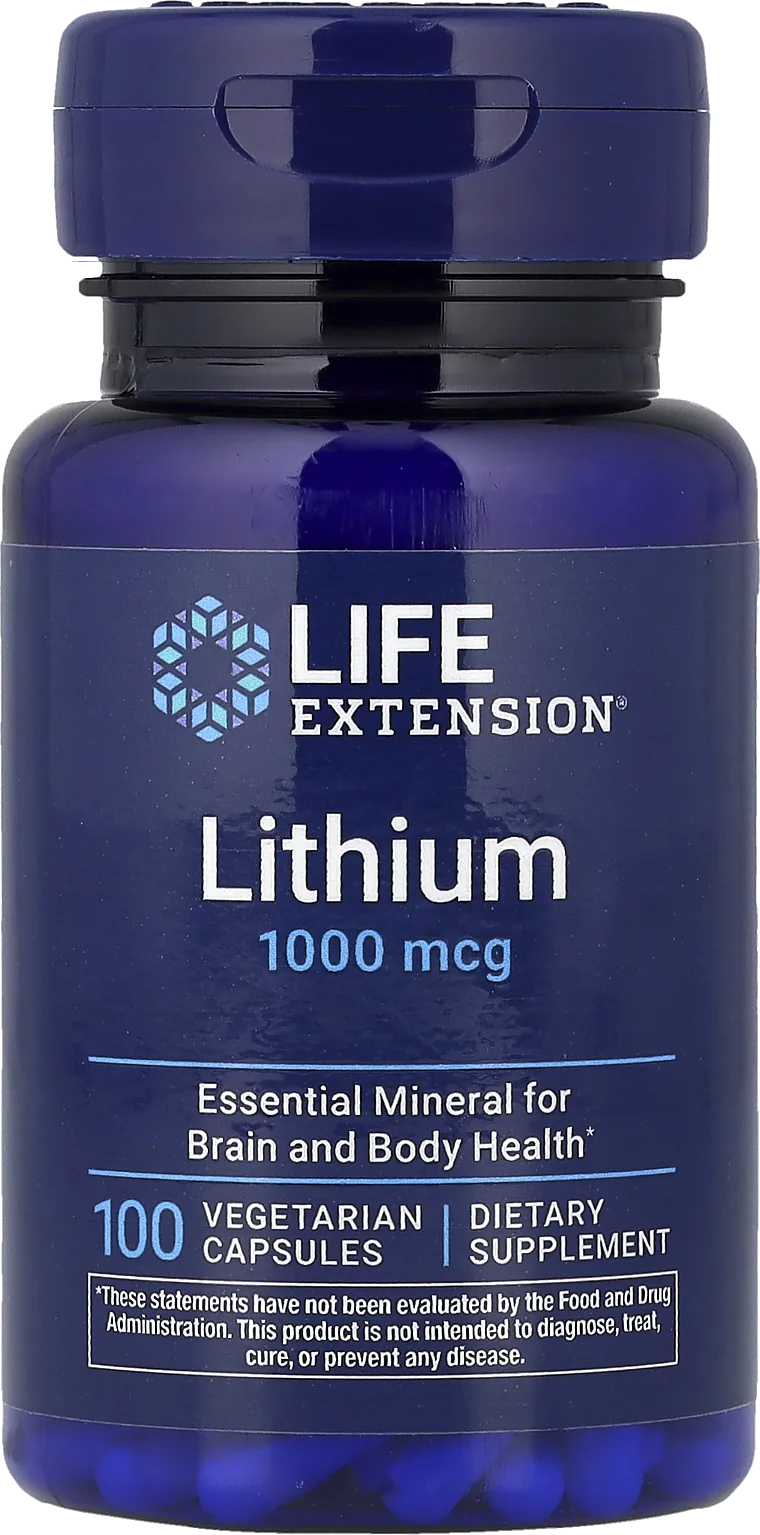 Life Extension Lithium Orotate 1 000 mcg — Santé Cérébrale & Humeur | 100 Capsules
