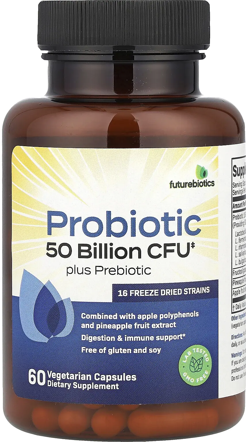 Futurebiotics – Probiotic Plus Prebiotic 50 Billion CFU – 60 capsules végétariennes