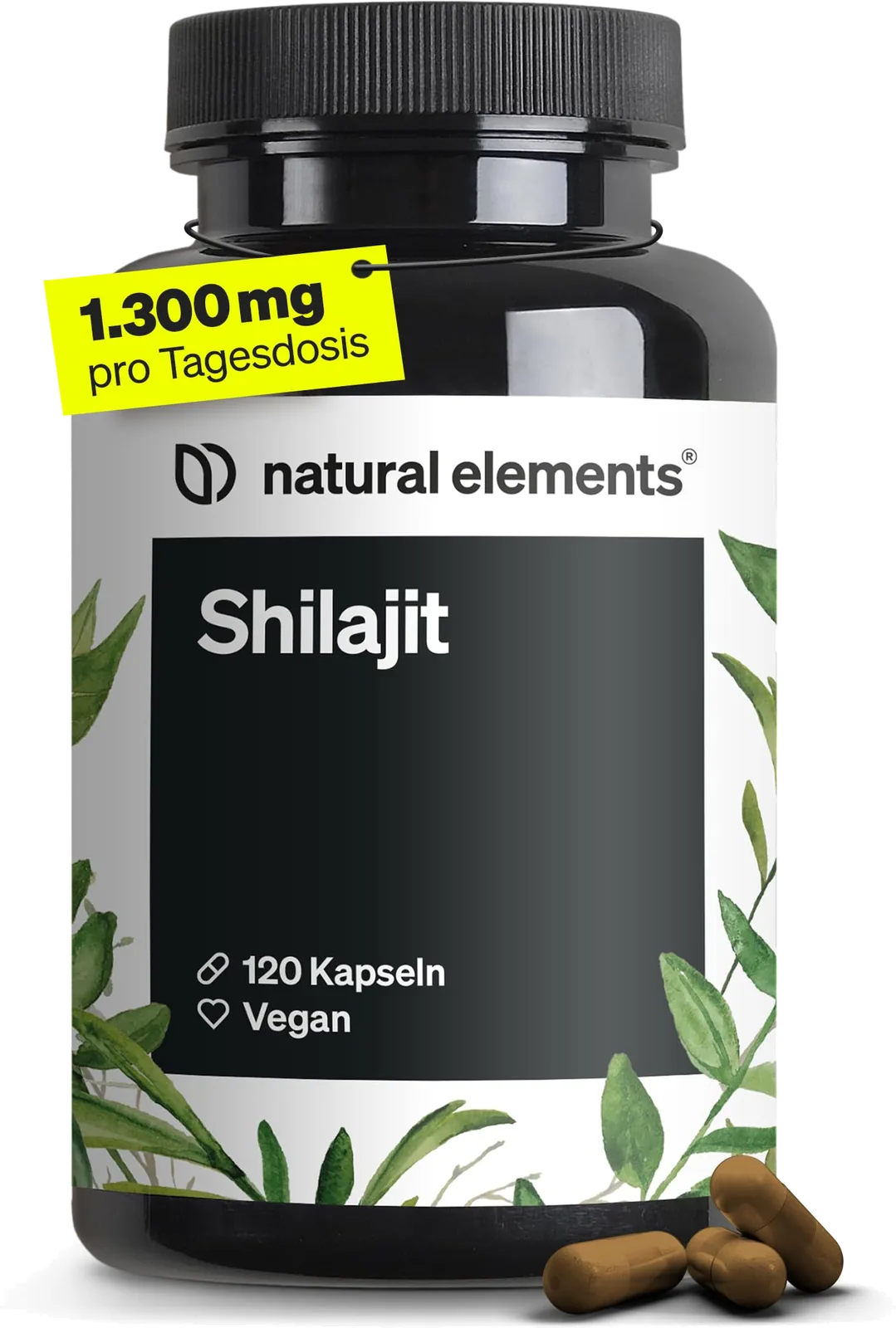 Natural Elements Shilajit 1300mg – 120 كبسولة  – Mumijo من جبال الهيمالايا الأصلية