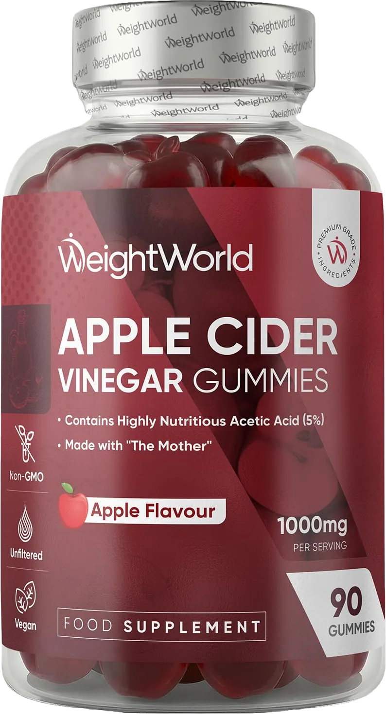 WeightWorld - علكة بخل التفاح 1000 مجم - فيتامين C و B12 و B6 و B9 وحمض الفوليك