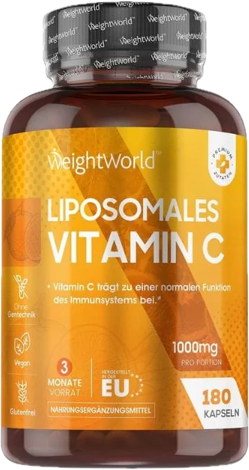 WeightWorld - فيتامينات C ليبوسومية - 1000 ملغ من فيتامين C يوميًا - 180 كبسولة