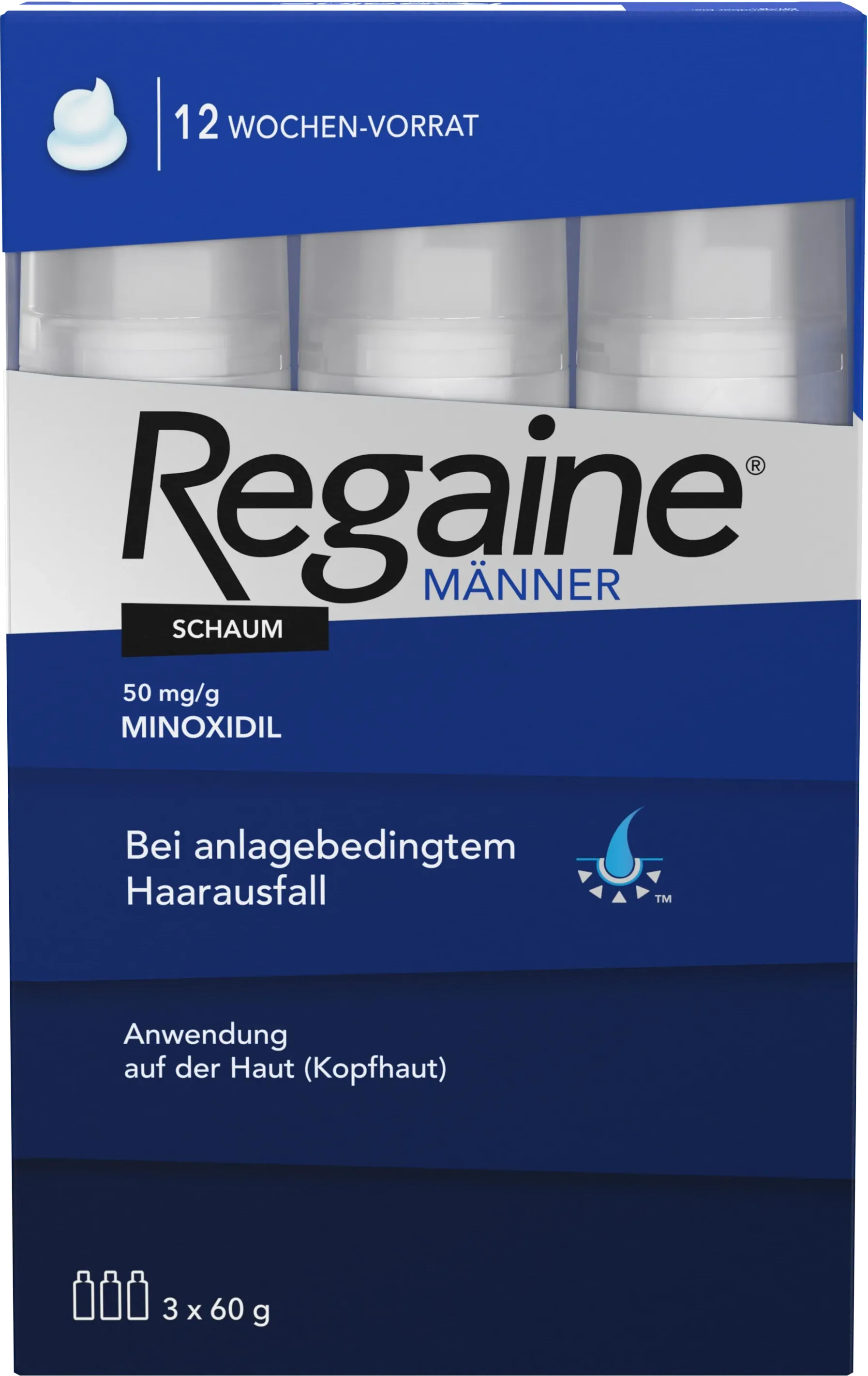 Regaine - رغوة مينوكسيديل 5٪، 3 × 60 جم