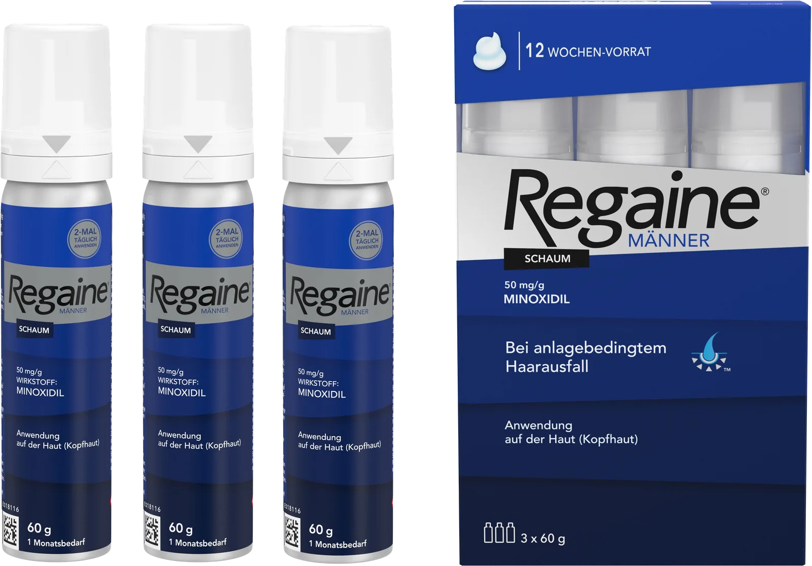 ثلاث قوارير من رغوة Regaine مينوكسيديل 5٪