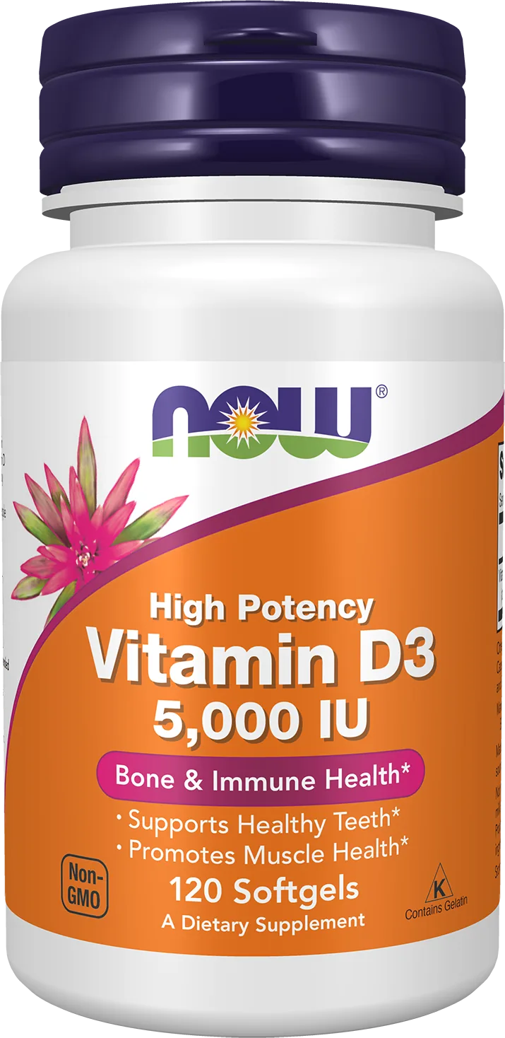 Now Foods - فيتامين D 3، 5000 وحدة دولية، 120 كبسولة