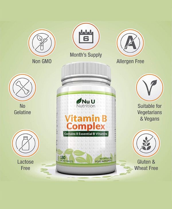 Nu U Nutrition - Complexe Vitamine B, 180 Comprimés, 60 gélules.