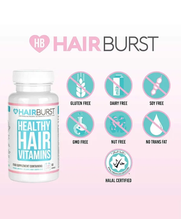 Hairburst - Vitamines pour les Cheveux, 60 gélules, également connues sous le nom de Hairburst maroc, sont spécifiquement formulées pour apporter les nutriments nécessaires à l'obtention et au maintien de cheveux sains. Ces vitamines pour les cheveux de Hairburst