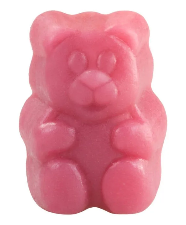 Un ours gommeux IvyBears - Women's Hair Vitamins rose sur fond blanc.