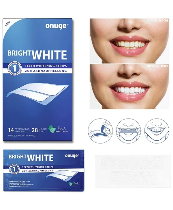 Une bande de Onuge - Bright White-Strips, 28 Bandes pour Blanchiment Dentaire maroc.
