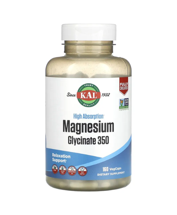 Glycinate de Magnésium Maroc à Haute Absorption 350, 160 Capsules