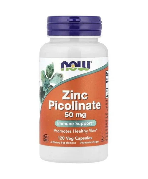 NOW Foods Picolinate de zinc, 50 mg, offre un soutien immunitaire avec 120 capsules végétales.