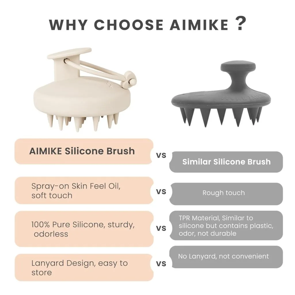 AIMIKE – فرشاة شامبو ومدلك فروة الرأس من السيليكون – فرشاة تدليك فروة الرأس