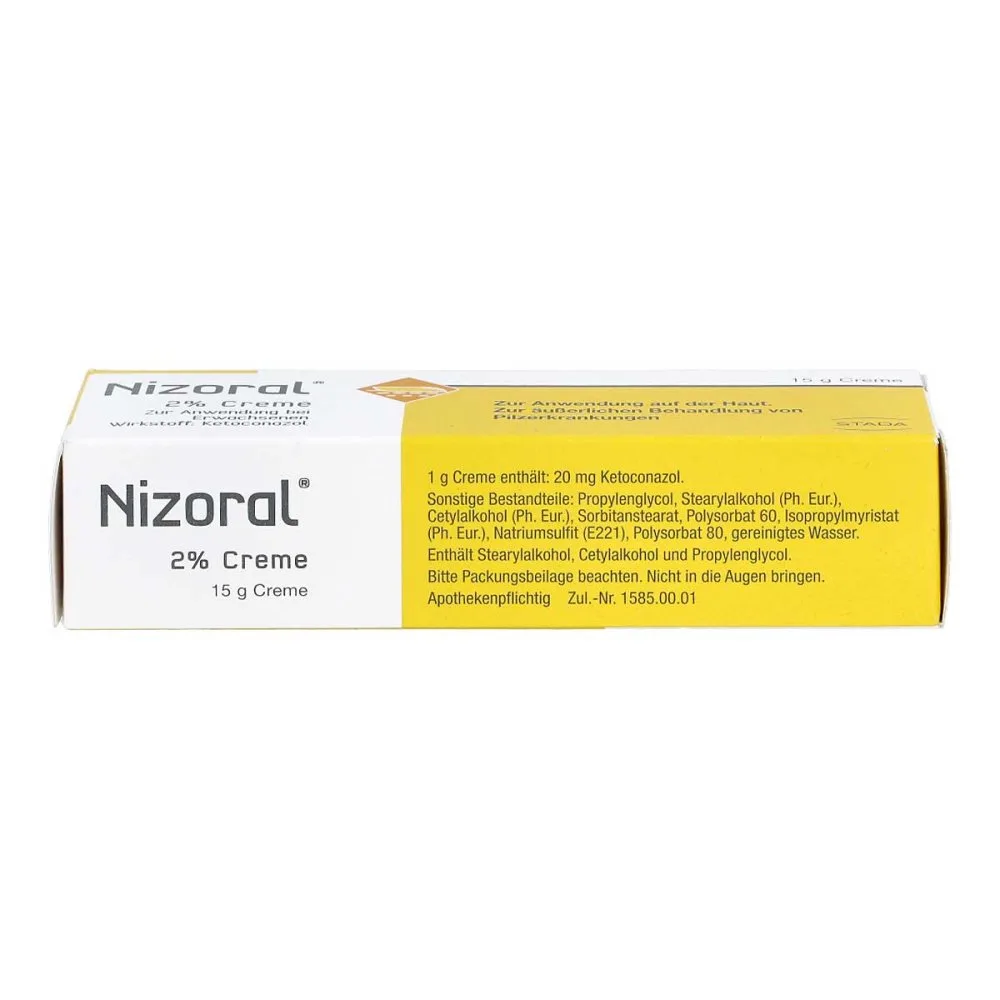 Une boîte de Nizoral - Crème Anti-Fongique 2% Kétoconazole, 30 g, avec des informations sur le produit en français et un emballage blanc et jaune.