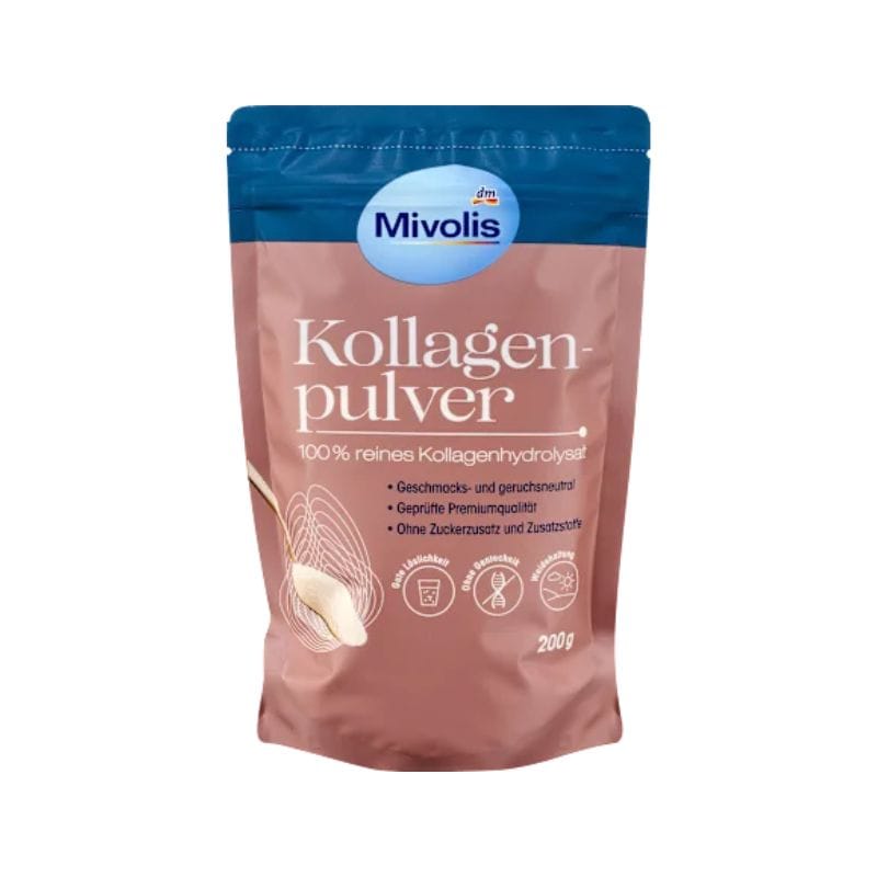Collagène en Poudre Mivolis 200g : 100% pur, hydrolysé, sans sucre ni additifs. Parfait pour soutenir la peau, les articulations et les ongles au quotidien dans un sachet refermable.