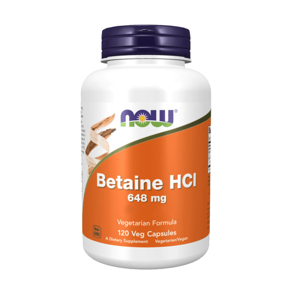 NOW Foods Betaine HCl 648 mg 120 capsules végétariennes