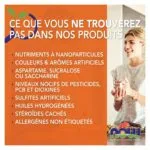 Une femme sourit en tenant un smoothie ; une liste en français mentionne les ingrédients exclus comme les colorants artificiels, les édulcorants et les allergènes cachés - mais ce produit Now Foods contient du glutathion (500 mg par gélule, 60 gélules).