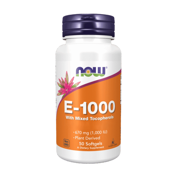 NOW Foods Vitamine E-1000 Tocopherols Mixtes 50 softgels