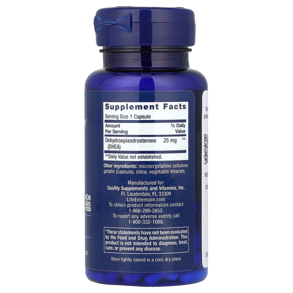 Life Extension DHEA 25 mg ingrédients et valeurs nutritionnelles