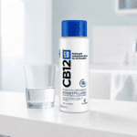 CB12 Original 500 ml sur un lavabo avec verre de rinçage