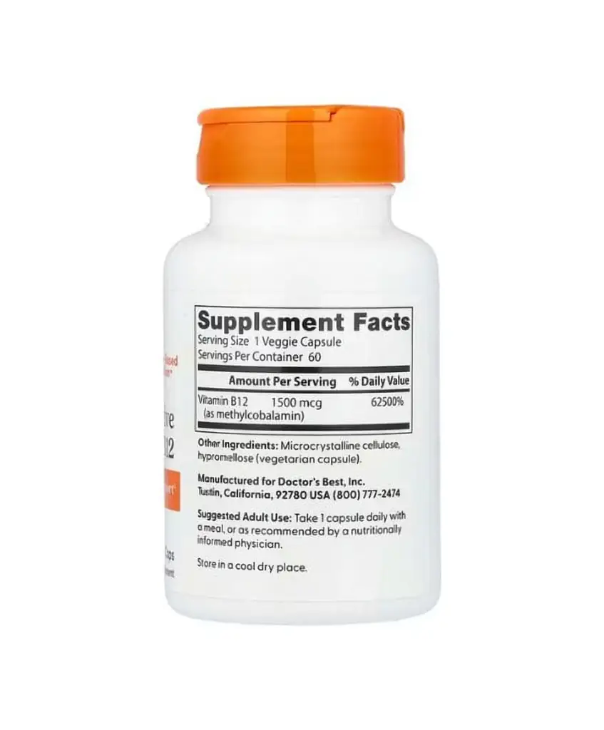 La vitamine B12 de Solgar est présentée dans un flacon doté d'un bouchon orange et d'une étiquette indiquant les informations sur le complément. Ce produit contient 100 comprimés, chacun fournissant 100 mcg par portion. Il est idéal pour toute personne au Maroc à la recherche d'un complément de vitamine B12 de qualité supérieure.