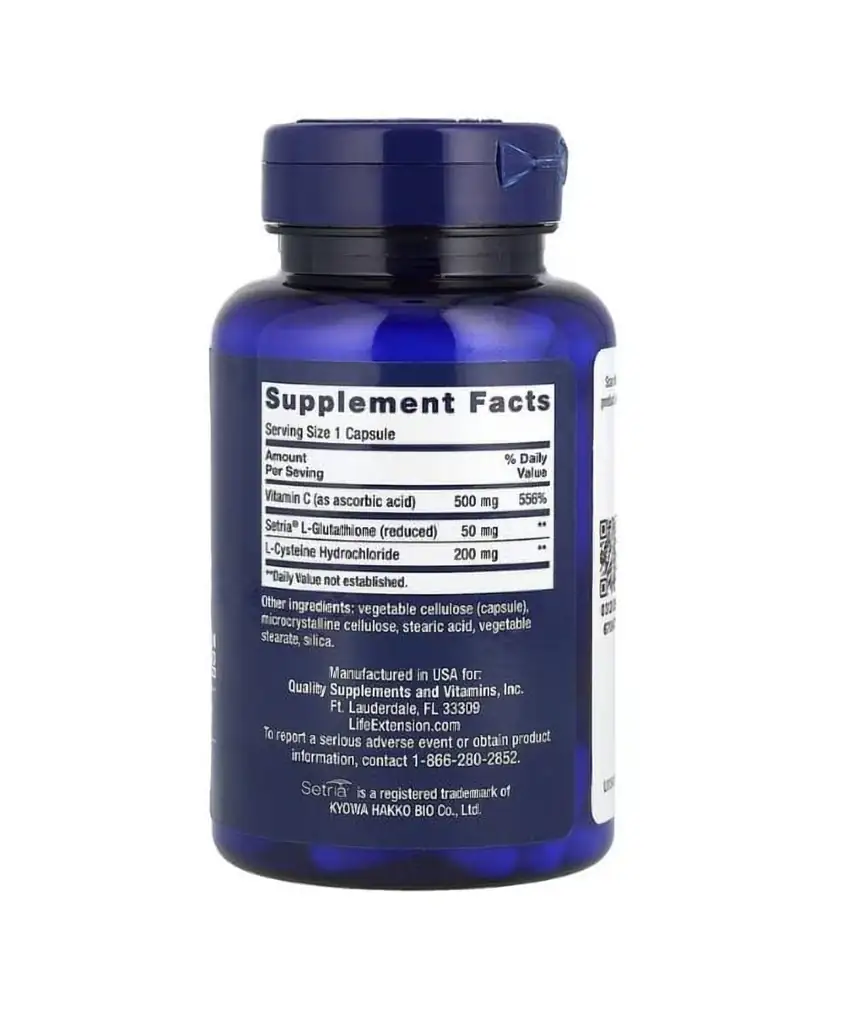 Life Extension, Glutathion, Cystéine & vitamine C, 100 capsule