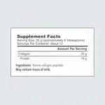 Le complément Vital Proteins Collagen Peptides est vendu dans un emballage de 264 g contenant 13 portions, chacune de 20 g. Il fournit 20 g de collagène et 18 g de protéines par portion. Les ingrédients sont des peptides de collagène bovin, avec des traces possibles de lait.